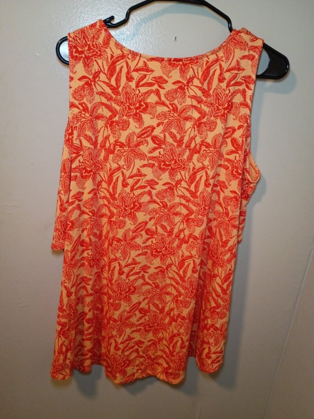 New Chicos 2 Large Persimmon Floral Soft Cold Shoulder Short Sleeve Blouse Top - Picture 5 of 5